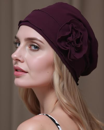osvyo Chemo Headwear Turban Cap for Women - Cancer Beanie Hair Loss Sealed Packaging - color: Cotton Wine