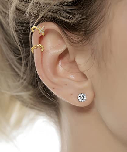 Tornito 4-10 Pairs Stainless Steel Ear Cuff Helix Cartilage Clip On Wrap Earrings Fake Nose Ring Non-Piercing Adjustable - color: A6:10Pairs, Gold Tone