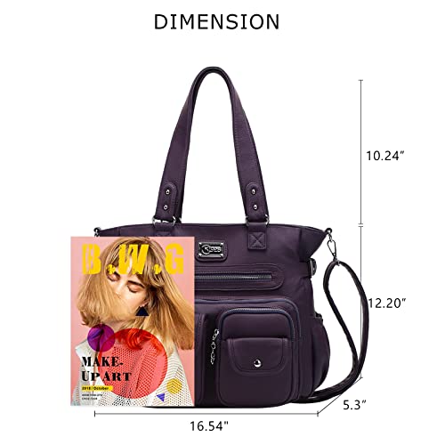 KL928 Large Purses for Women Shoulder Bag Tote Handbags Stylish Vegan Leather Hobo Bags Ladies, A-Black-4 | Large - color: A-purple