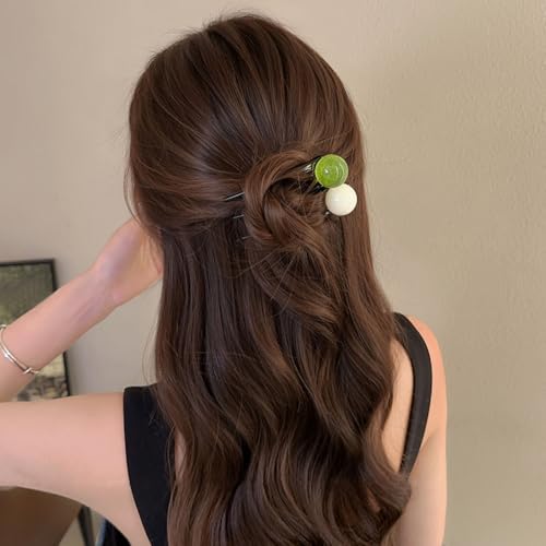 4Pcs U Shaped French Hair Pin 3-fork Hairpins Vintage Pearl Beads Decorative Hair Pins for Women French Pin Plastic Hairpin Womens Fashion Hair Sticks For Bun Hairstyle Updo Accessories