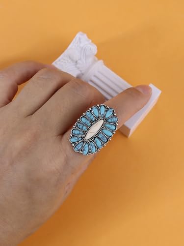 Turquoise Western Rings for Women Adjustable Country Rings Vintage Turquoise Open Ring Western Country Jewelry Gifts - style: Style3