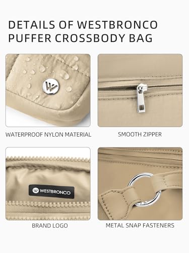WESTBRONCO Small Crossbody Bags for Women Nylon with Adjustable Strap, Zipper Crossbody Purse, 1L Shoulder Bag for Travel - color: Khaki-new