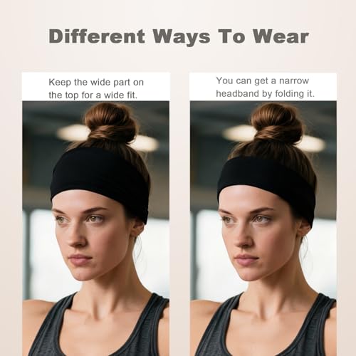Sefiinh Headbands For Women Headband Elastic Soft Head Bands For Women's Hair Accessories Womens Fashion Yoga Fabric Hair Band 6 Pcs - color: Solid Color