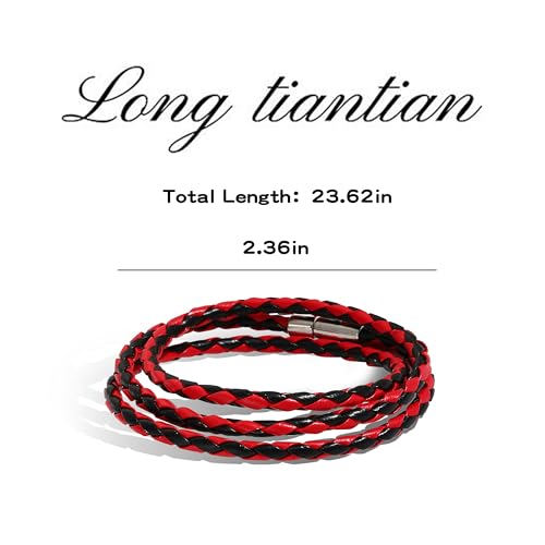 Long tiantian Boho Bracelets for Women Western Jewelry for Women Leather Wrap Bracelets Stackable Bangle Western Outfit for Women - color: men's bracelet(black)