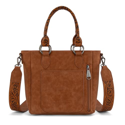 Montana West Western Cowhide Crossbody Bag for Women Designer Leather Tassel Top Handle Handbags - color: Brown