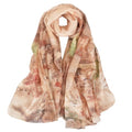 100% Mulberry Silk Women's Neck Silk Scarf-Lightweight Shawl,FLoral Print Beach Silk Wrap-Scarves for Photography - color: Khaki
