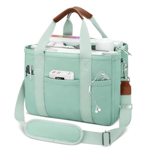 KKXIU Canvas Tote Bag for Women with Zipper and Compartments Crossbody Large Bible Messenger Purse Bag With Pockets | Canvas - color: Green, size: X-Large