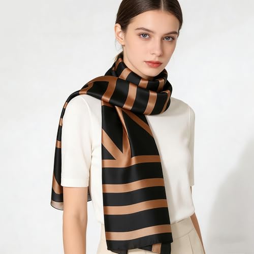 Silk Scarf Mulberry Silk Fashion Scarves Long Lightweight Shawl Wrap … - color: W41