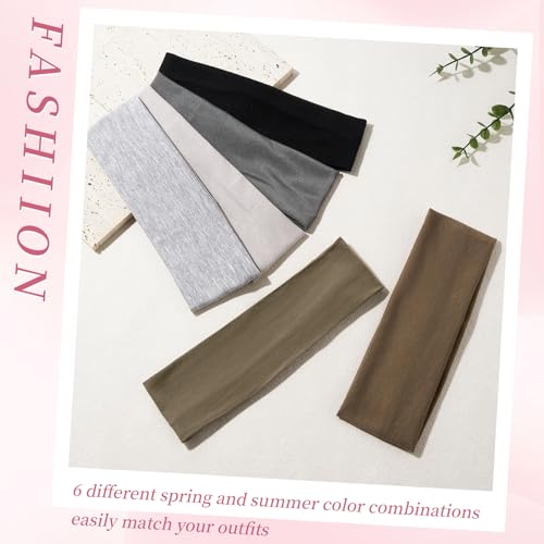 QIUTIMIY Headbands for Women Non Slip - 6 Pack Soft Stretchy Cotton Hair Bands for Women’s Hair – Fashion Sports Headbands for Yoga, Workout, Running, Gym, Daily Wear（Style 20） - color: Style 20