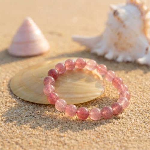 Crystal Bracelets, Bracelet for Women, Nature Crystal Stretch Elastic Bracelet, Nature Gemstone-8mm, Healing Stone Bracelets, Jewelry Gifts for Women, Holiday - color: Pink
