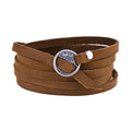 Rantanto Genuine Leather Wrap Bracelets Trendy Western Stackable Cuff Adjustable Boho Layered Bracelet Jewelry For Men Women - color: Brown