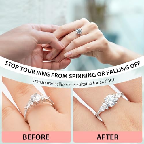 Haiou Ring Size Adjuster for Loose Rings - Clear Invisible Ring Guard, Spacer & Tightener | Sil. Resizer Extender - color: Clear 6 pack