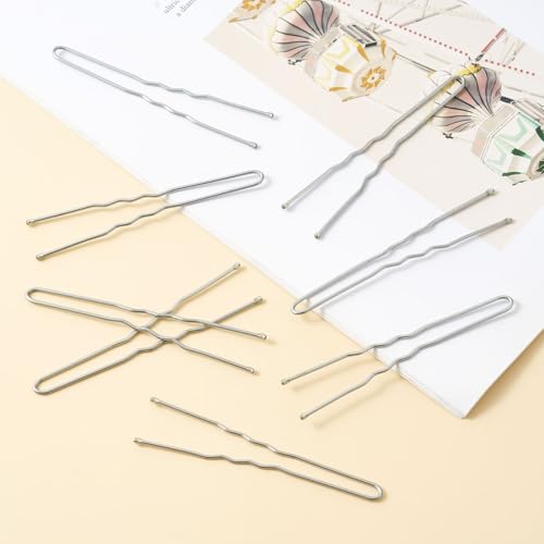QIUTIMIY 200 Pcs 2.4 Inch U-Shaped Bobby Pins Silver Metal Hair Pins Hair Accessories for Women Stylists Hair Sticks Girl - color: Silver, size: U-2.4in