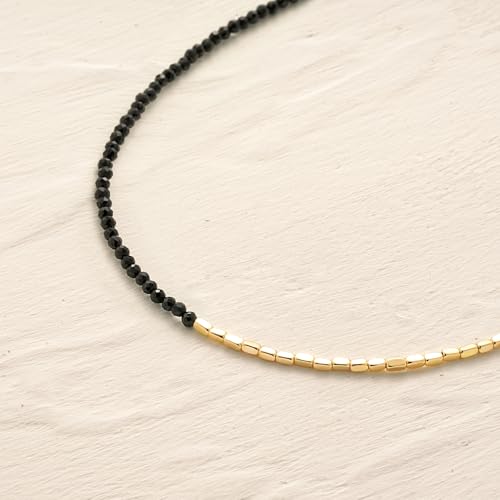 MYEARS Women Beaded Bracelet Gold Gemstone 14K Simple Dainty Handmade Chain Everyday Boho Beach Jewelry - style: Spinel