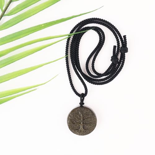 Obsidian Tree of Life Necklaces Orgonite Healing Crystal Stone Pendant Necklace for Spiritual Healing and Meditation Energy Talisman Sacred for Men Women - color: Gold Sheen Obsidian