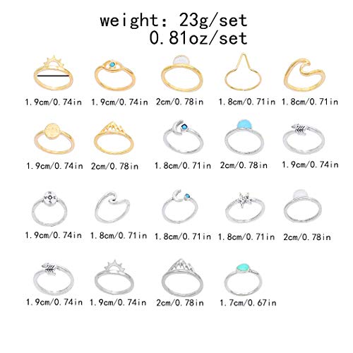 FUTIMELY Boho Retro Stackable Rings Sets for Women Knuckle Joint Finger Knuckle Nail Ring Sets Moon Stars Stack Preppy Statement Rings Cute Trendy Stuff Jewelry - style: A-1
