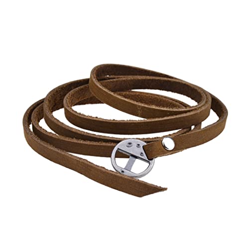 Rantanto Genuine Leather Wrap Bracelets Trendy Western Stackable Cuff Adjustable Boho Layered Bracelet Jewelry For Men Women - color: Brown