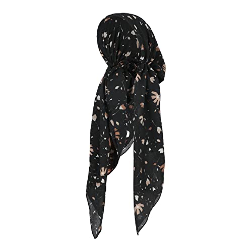 Pretied Head Scarves for Women Featuring Lightweight Crimped Material and Attractive - color: Floral Black/Brown