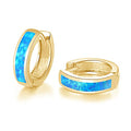 CiNily Huggie Earrings Opal Hinged Hoop Earrings Gold Plated Hypoallergenic Small Hoop Earrings for Women Teen Girls Men Sensitive Ears - color: Gold Blue