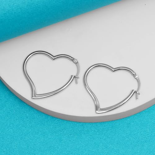 LeCalla 925 Sterling Silver Heart Hoop Earrings for Women | Love Theme Heart Shaped Hoop Earring | Womens Italian Love Heart Earrings Hoops - color: Heart Hoop with Customized Card