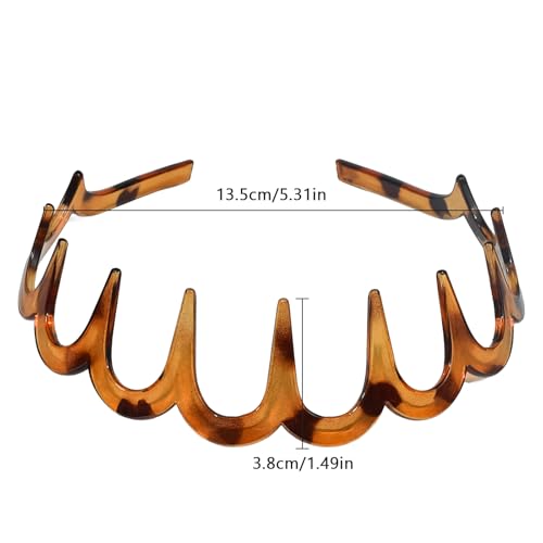 2026 Zigzag Headbands for Women, 2-Pack U-Shaped Hair Comb Headbands, Non-Slip Slick-Back Hair Accessories, Black & Tortoise Recycled Plastic, Teeth Hairband for Everyday Styling & Workout - color: Black & Tortoise