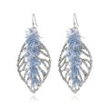 Coiris Bohemian Statement Dangle Earrings for Women Denim Leather Shells Pearl Polygonal Leaf Circle Drop Earrings for Women - style: Denim Leaf