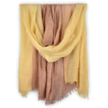 Two-tone Linen Scarf for Women Lightweight Summer Wrap Cotton Shawl Beach Travel Pashmina Gauze 75"×35" - color: Light Yellow/Khaki