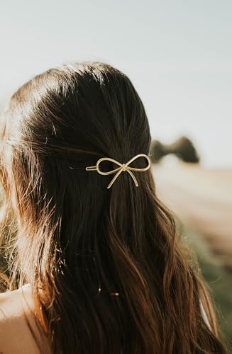 4Pcs Metal Hairpins with Chic Minimalist Bows - Simple and Stylish Hair Accessories Gift for Women and Girls - color: Gold and Silver