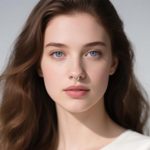 D.Bella Fake Septum Piercing Faux Nose Rings Hoop Stainless Steel Faux Lip Ear Nose Septum Ring Non Piercing Clip On Nose Hoop Rings Body Piercing Jewelry - style: Style W