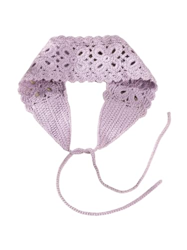 OYOANGLE Women's Boho Crochet Knit Hair Band Vintage Head Wrap Hair Bandanas Head Kerchief Purple One-Size - color: Purple