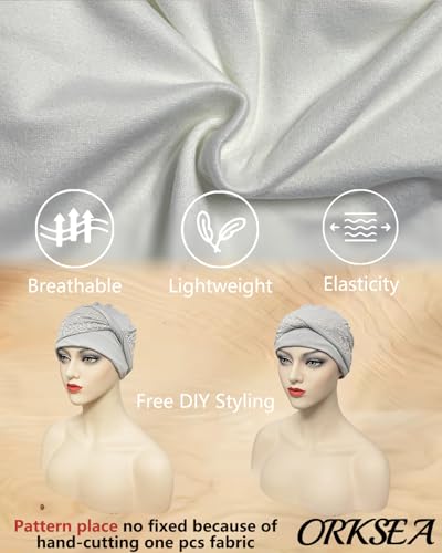 Chemo Headwear for Women Knot Beanies with Stretch Elastic Turbans Soft Cancer Hats Head Coverings Scarf Headwraps - color: White