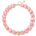 Chunky Colorful Beaded Necklaces for Women Big Bead Boho Choker Necklace Trendy Heart Statement Necklace Summer Beach Jewelry Mothers Day Gifts for Mom Daughter - color: Square Pink Choker