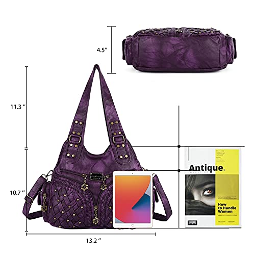 Angel Barcelo Purses for Women Large Shoulder Bag Soft Hobo Bags for Women - color: Fashion Purple