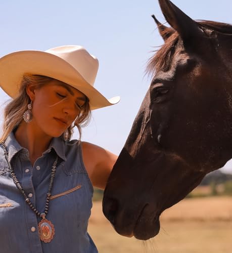 Rustic Couture's Western Earrings for Women Cowgirl Country Concho Dangling Western Statement Jewelry - color: B-Silver