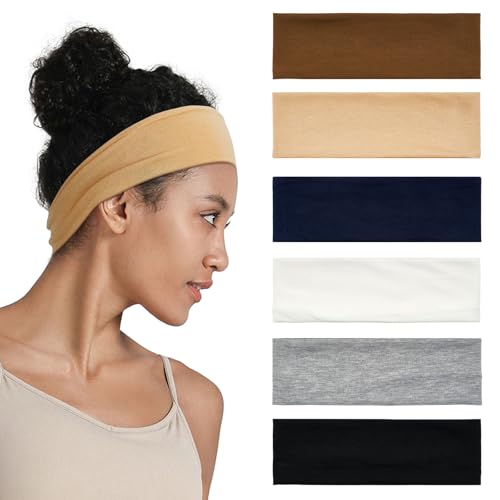 QIUTIMIY Headbands for Women Non Slip - 6 Pack Soft Stretchy Cotton Hair Bands for Women’s Hair – Fashion Sports Headbands for Yoga, Workout, Running, Gym, Daily Wear（Style 5） - color: Style 5