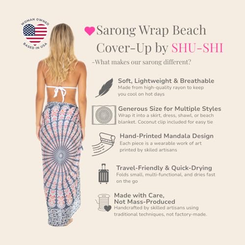 SHU-SHI Sarong Wraps for Women Long Beach Cover ups Pareo Bathing Suit Wrap Skirt Mandala Sarongs Coverup - color: Gray/Orange