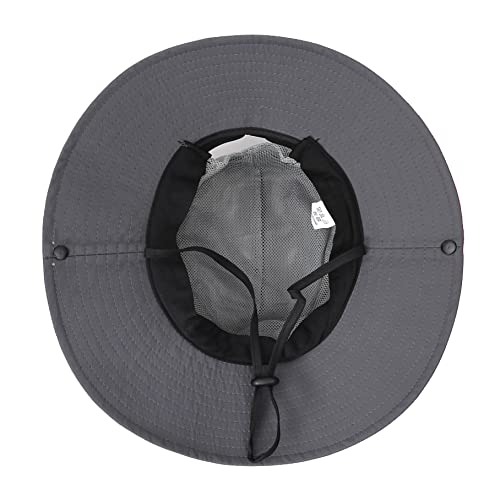 Womens Summer Sun Hat Beach Hat Wide Brim Outdoor UV Protection Hat Foldable Cool Mesh Ponytail Bucket Hat - color: Grey