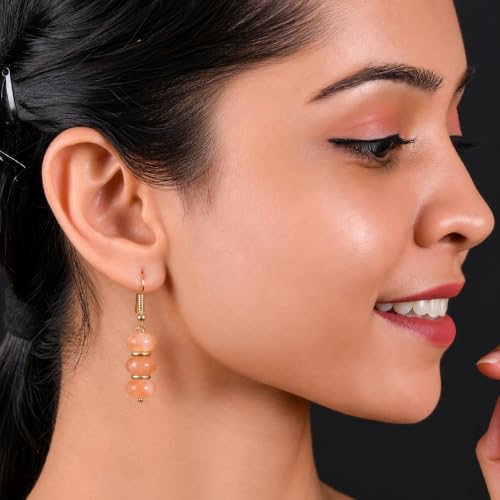 Gempires Lightweight Beaded Earrings Handmade Gemstone Jewelry Hypoallergenic Gold Plated Dangling Earrings For Women