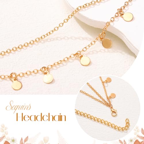 CLOACE Boho Sequin Head Chain Gold Headpiece Hair Chains Festival Costume Headband Hair Accessories for Women