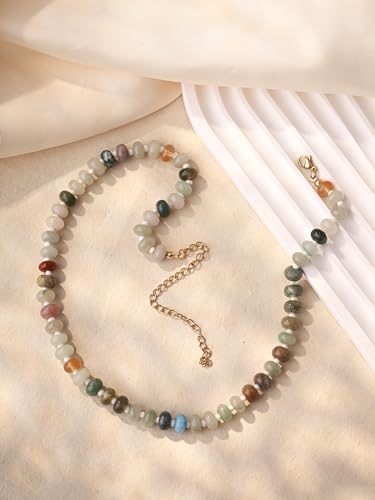 Sacina Trendy Boho Colorful Beaded Crystal Choker, Y2k Summer Beach Necklace, Boho Necklace, Hippie Jewelry, Christmas Jewelry Gift for Women - color: B