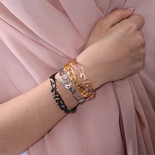 Qitian Islamic Jewelry Gifts for Women Allah Gold Bangles Bracelets Ayatul Kursi Arabic Cuff Bracelet for Women Men Islam Eid Ramadan New Year Gifts - color: Q-Rose Gold-Oriental