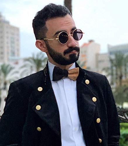 FEISEDY Retro Gothic Steampunk Sunglasses Round Metal Frame Punk Circle Inspired Shade Men B1857 - color: Silver/Grey