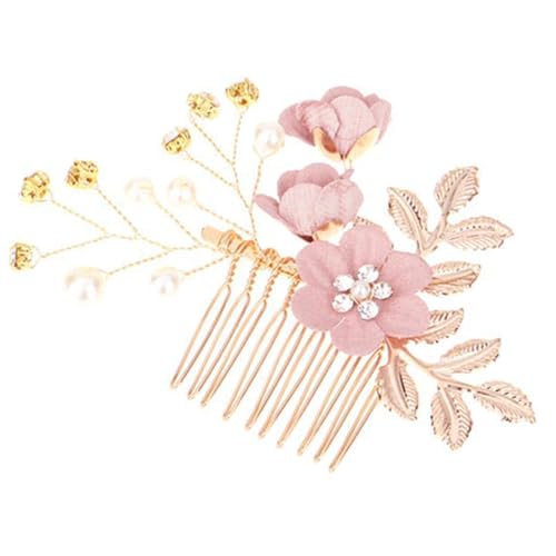 Floral Hair Comb Set for Women - 10PCS Pink Flowers Hairs Accessories & Gold Hair Pins for girls, Victorian Hair Clips for Wedding, Prom, Mother of Bride, Flower Girl (Rose Gold, Fake Flowers) - color: Pink-F10