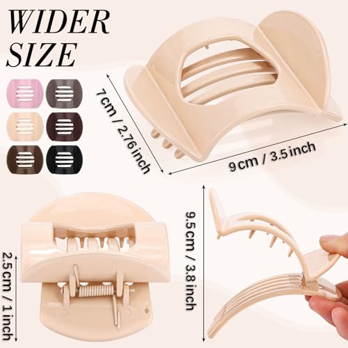 Obeoby 6 Pcs Flat Hair Clips, Medium Flat Claw Clips for Women Girls French Hair Barrettes Accessories - color: Multicolor