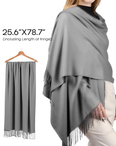 FURTALK Pashmina Shawl Wraps for Women Evening Dresses Blanket Scarves Fashion Scarf Wedding Gifts - color: Lightgrey