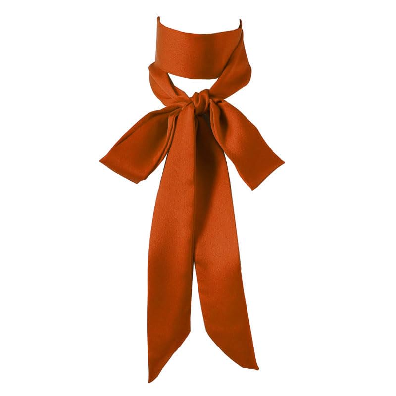 Long Thin Skinny Scarf Satin Neckerchief Ribbon Tie Waist Belt for Women - color: Caramel