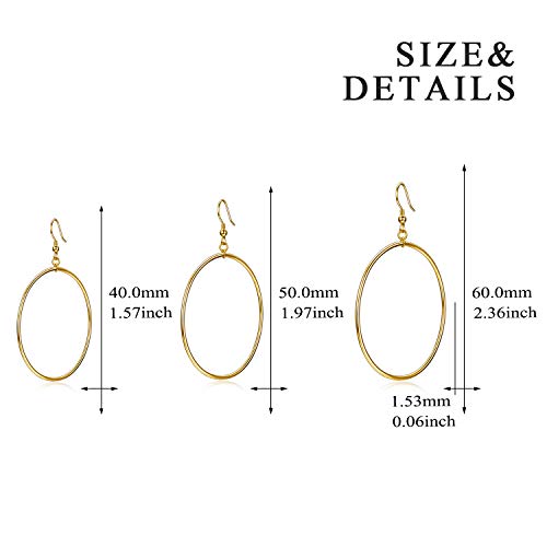 POPLYKE Sterling Silver/Rose Gold/Gold Plated Large Hoop Earrings Circle Dangle Drop Earrings for Women 40 50 60 70 80mm - color: gold hoop, size: 60mm