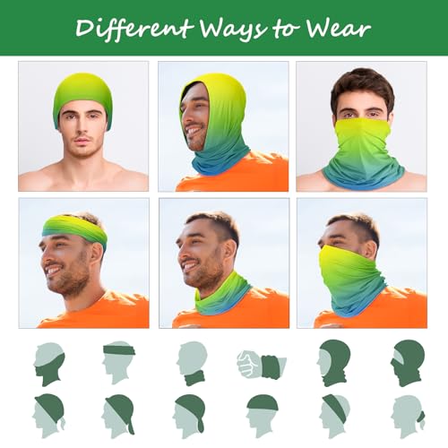 Geyoga 6 Pieces Summer UV Protection Cooling Neck Gaiter Face Clothing Neck Gaiter Mask Scarf Sunscreen Breathable Bandana - color: Gradient Color