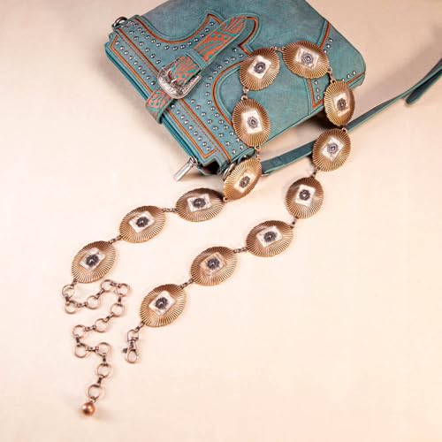 Montana West Rustic Couture's Large Western Concho Metal Belts for Women Cowgirl - color: Bronze