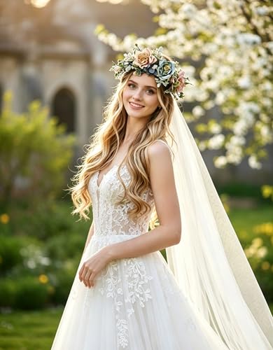 Vivivalue Wedding Floral Crown Women Flower Headband Hair Wreath Floral Headpiece Halo Boho Party Prom Photos - color: Multicolored